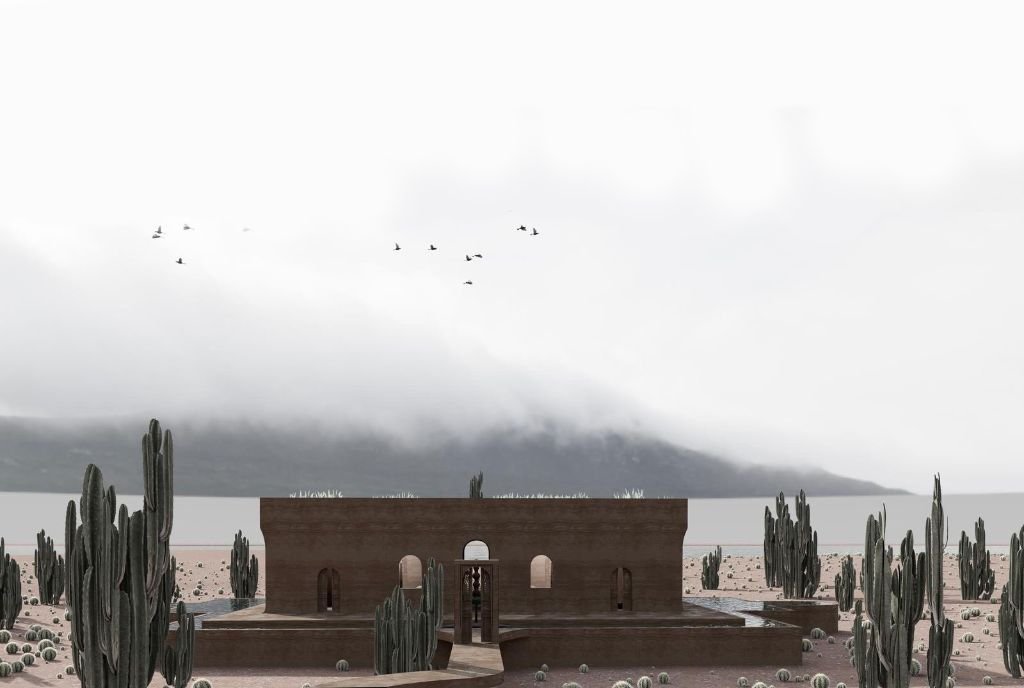 ELEMENTAL   Desert villa architecture with rammed earth, arched structures and infinity pool in Baja California