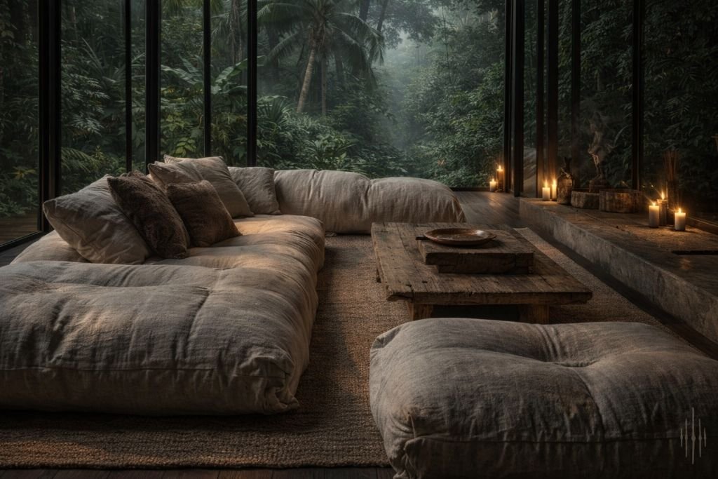 Cuatro Rumbos   living space with jungle panorama