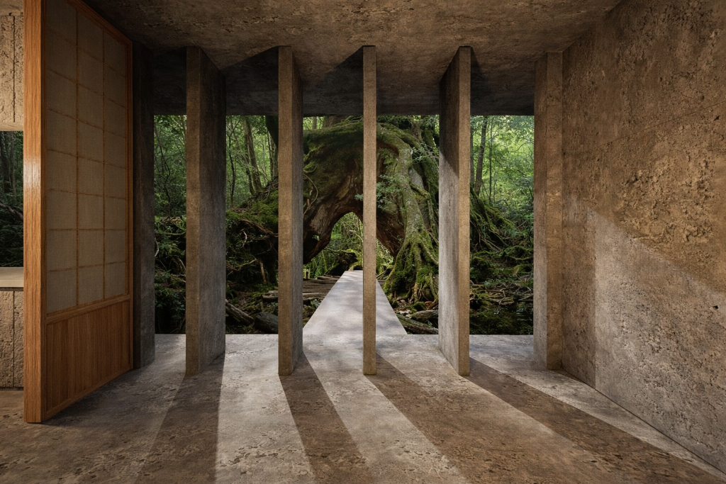 AMO NO OTO   Japanese-inspired residential architecture with natural stone, shoji screens and biophilic interior design
