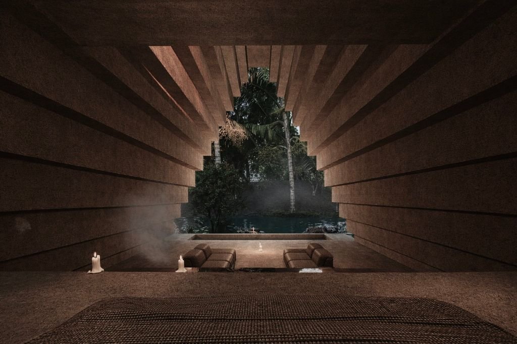 AYA - Contemplation room opening to jungle vista