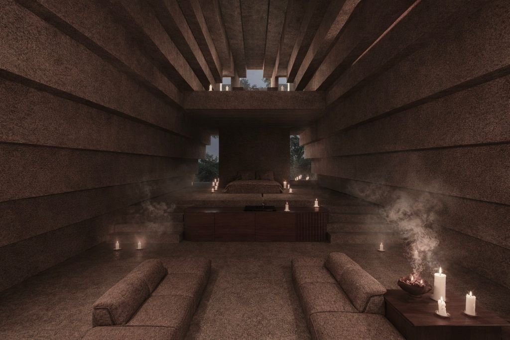AYA - Interior meditation hall with skylight