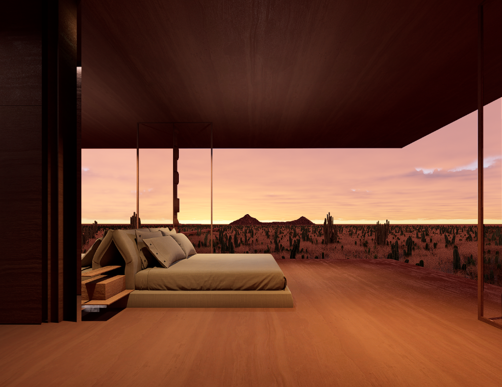 WIND WITHIN WALLS - Bedroom at warm dusk light