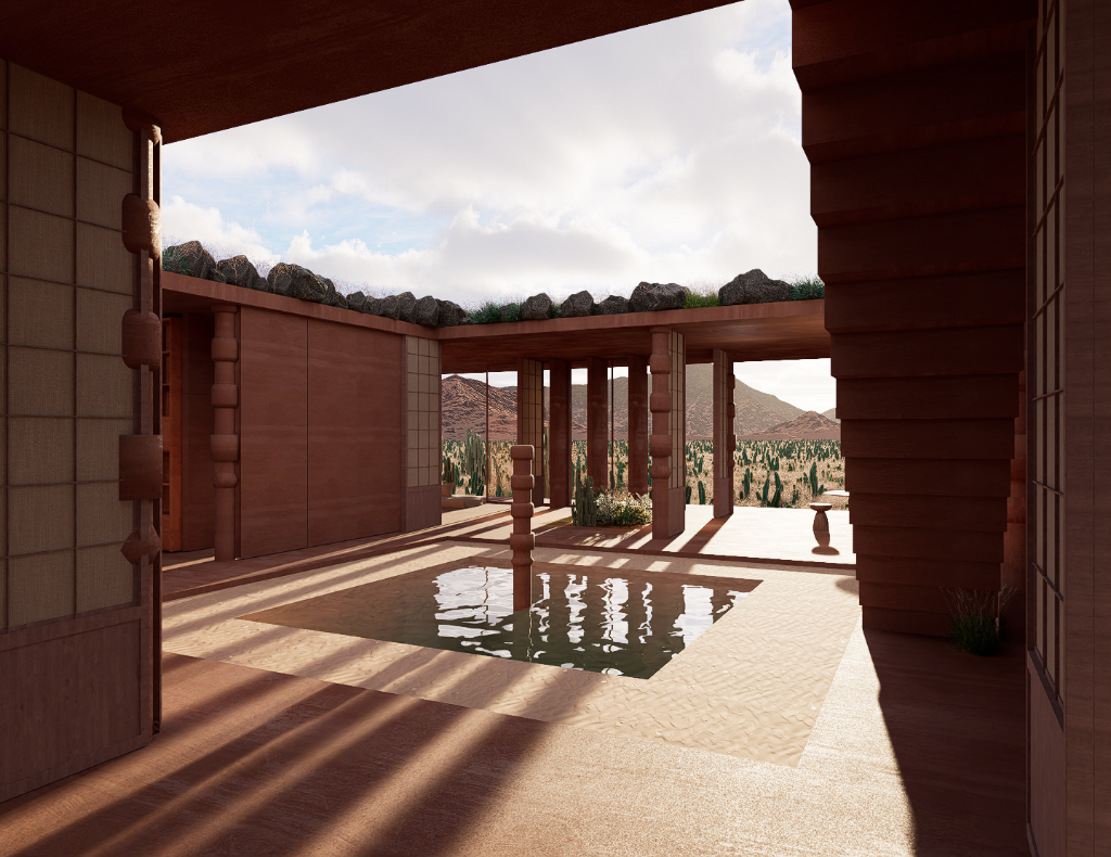 WIND WITHIN WALLS - Courtyard with reflective pool