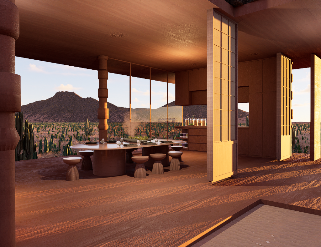 WIND WITHIN WALLS - Dining and kitchen area
